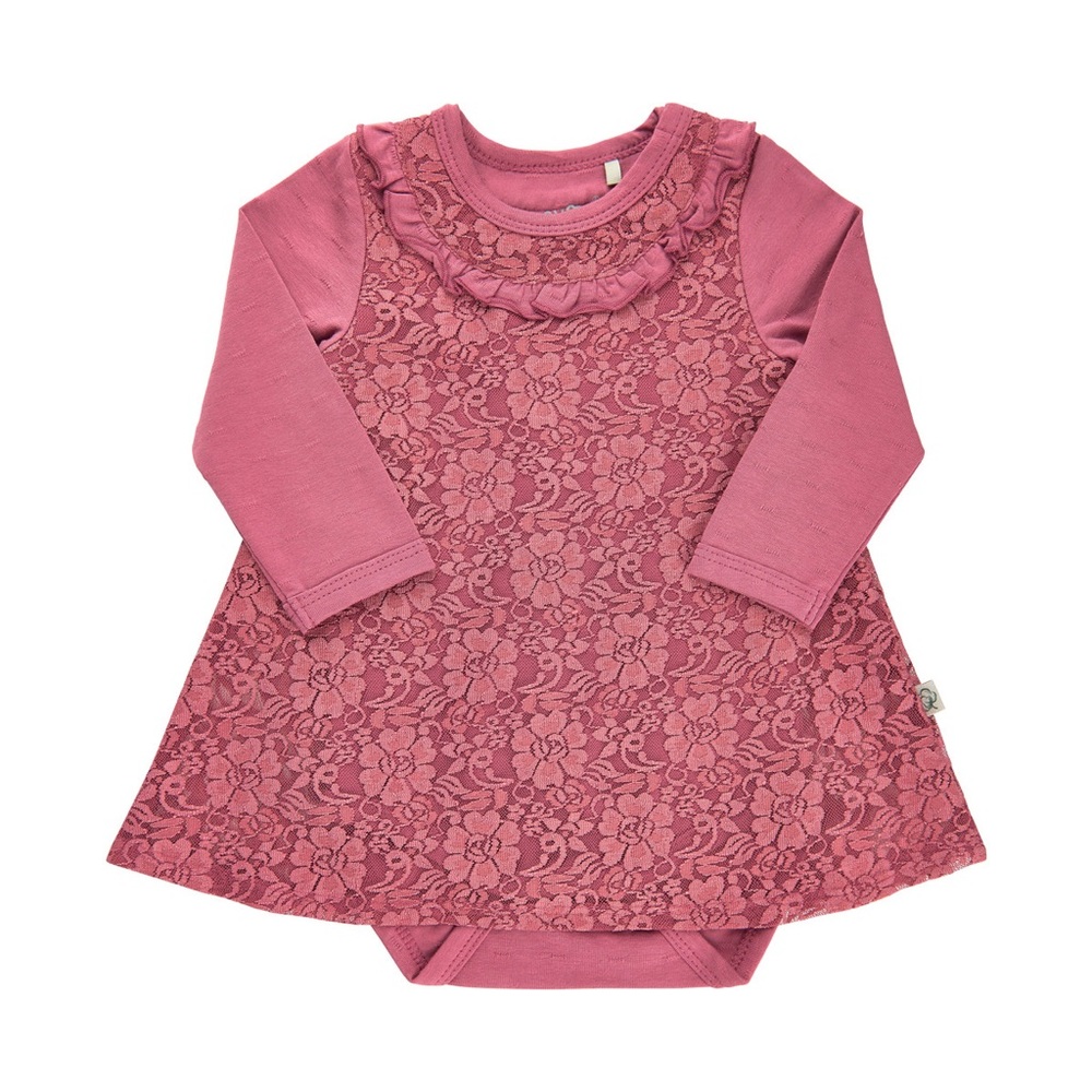 (3/25$) Minymo Organic Cotton Rose Wine Body Dress